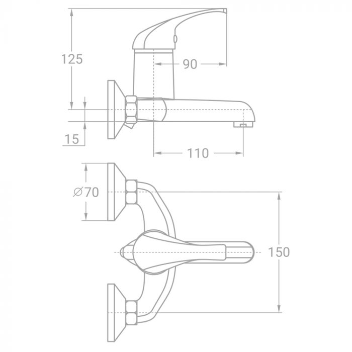 Змішувач s46 Ø35 для ванни литий TAU TN-1C142C (9846200)