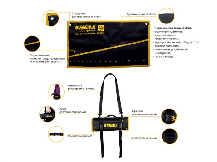 Чохол для гайкових ключів 15шт SIGMA (6011091)