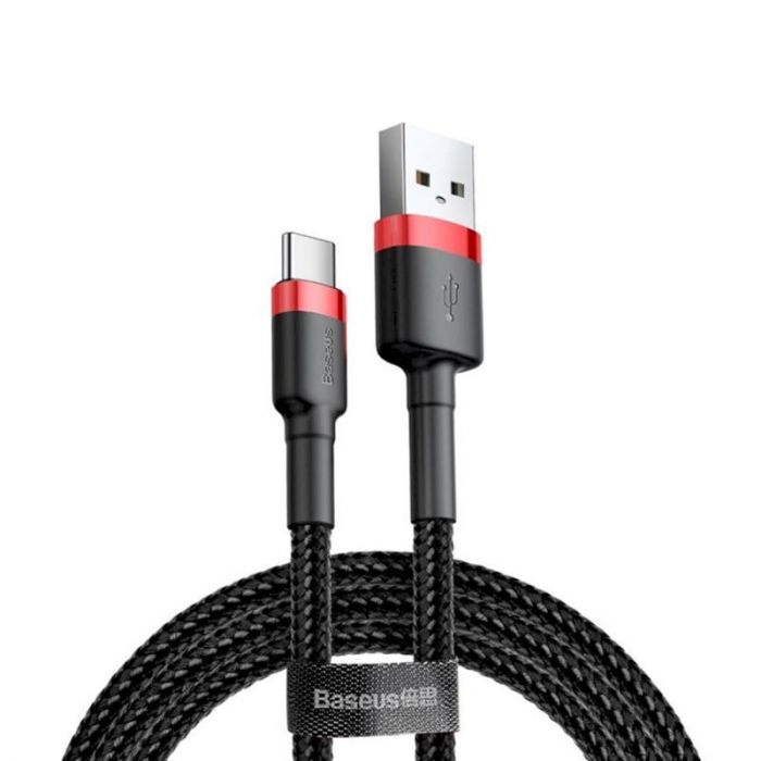 Кабель Baseus Cafule USB-USB-C, 3A, 0.5м Black/Red (CATKLF-A91)