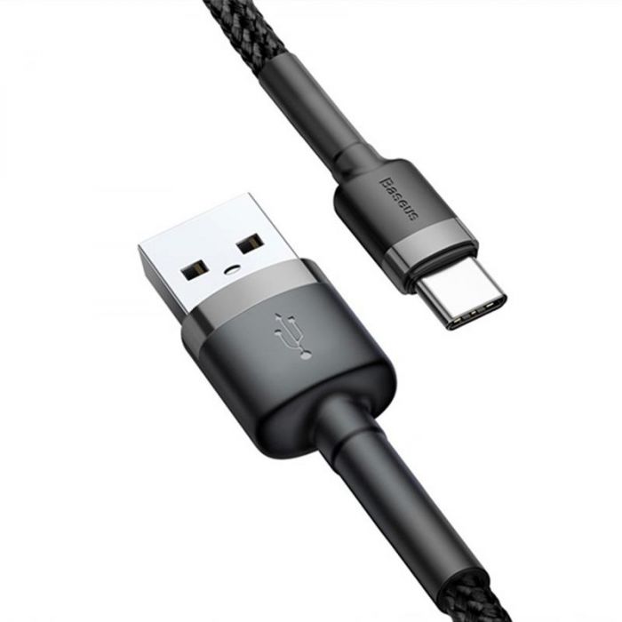 Кабель Baseus Cafule USB-USB-C, 3A, 0.5м Black/Grey (CATKLF-AG1)