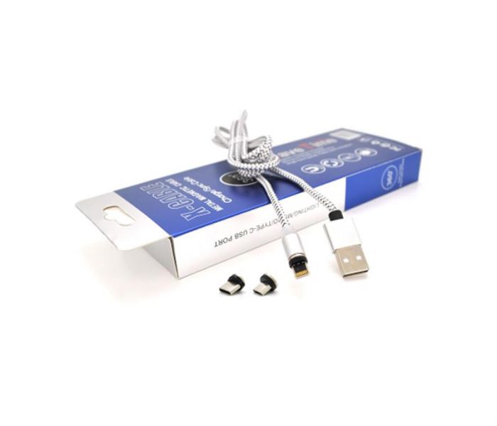 Магнітний кабель PiPo USB 2.0/Micro/Lighting/Type-C 1.0м Silver (18178)