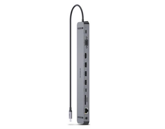 Концентратор REAL-EL CQ-1000 USB3.0х3/USB-C/HDMI/VGA/RJ45/SD/TF/3.5 mm audio, 0.4m, Space Grey