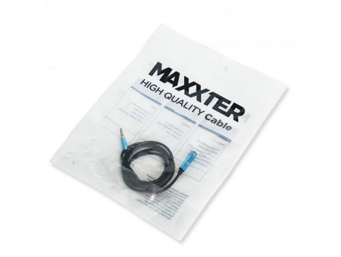 Кабель Maxxter (A-3434-1m) 3.5 мм M/F 3.5мм, 1м, черный/синий