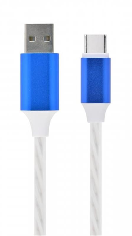 Кабель Cablexpert (CC-USB-CMLED-1M), USB 2.0 - USB Type-C, 1м, преміум, білий