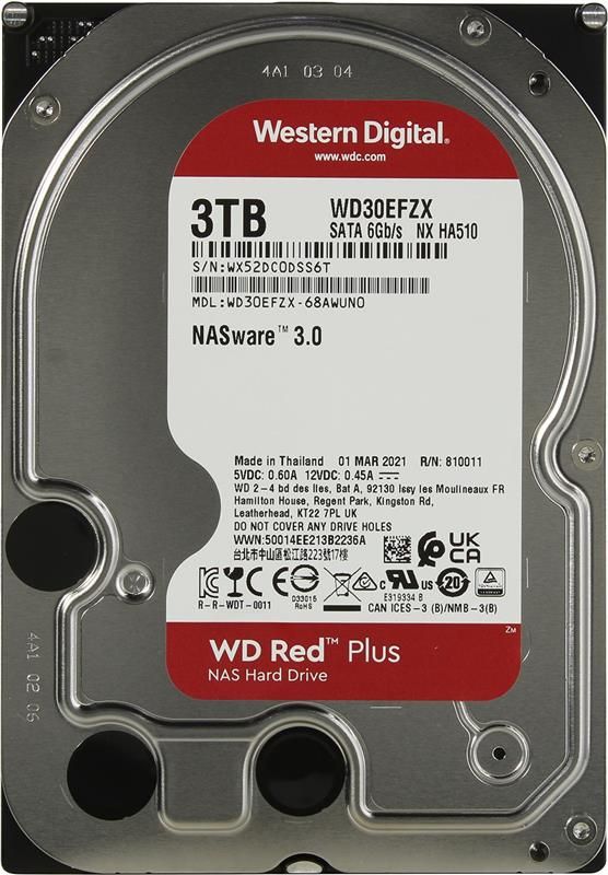 Накопичувач HDD SATA 3.0TB WD Red Plus 5400rpm 128MB (WD30EFZX)