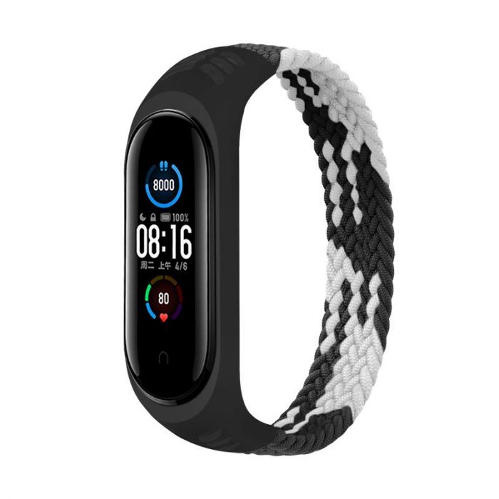 Ремінець BeCover Elastic Nylon Style для Xiaomi Mi Smart Band 5/Mi Smart Band 6 Size L Black/White (706158)