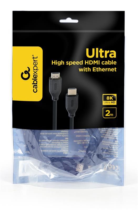 Кабель Cablexpert HDMI - HDMI v.2.1, M/M, 2 м, чорний (CC-HDMI8K-2M) пакет