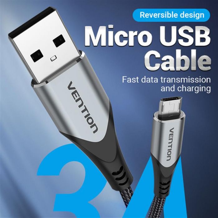 Кабель Vention USB - microUSB 3A 2 m, Black (COCHH)
