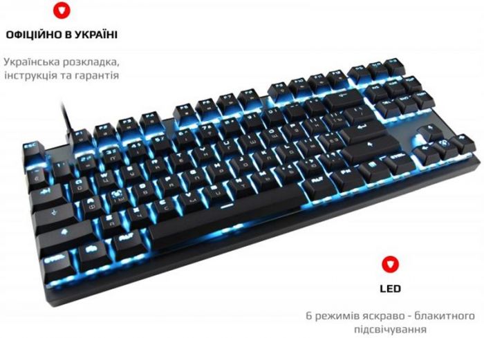 Клавіатура бездротова Motospeed GK82 Outemu Blue Ukr (mtgk82bmb) Black USB