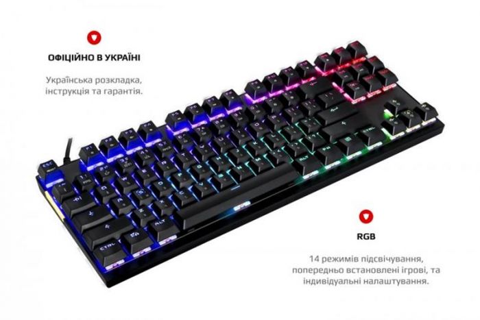 Клавіатура Motospeed K82 Outemu Red Ukr (mtk82mr) Black USB