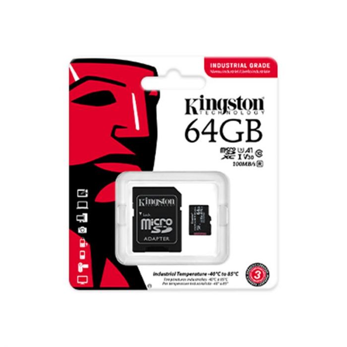 Карта пам`ятi MicroSDHC 64GB UHS-I/U3 Class 10 Kingston Industrial + SD-adapter (SDCIT2/64GB)