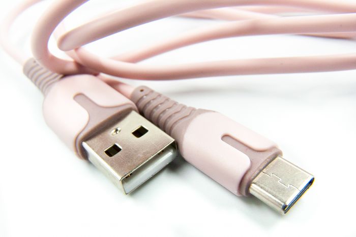 Кабель Dengos USB - USB Type-C (M/M), 1 м, Rose (PLS-TC-IND-SOFT-ROSE)