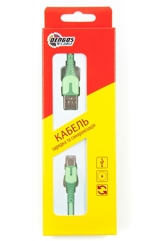 Кабель Dengos USB-USB Type-C 1м Mint (PLS-TC-IND-SOFT-MINT)