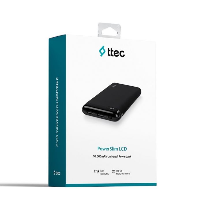 Універсальна мобільна батарея Ttec 10000mAh PowerSlim Black (2BB183S)