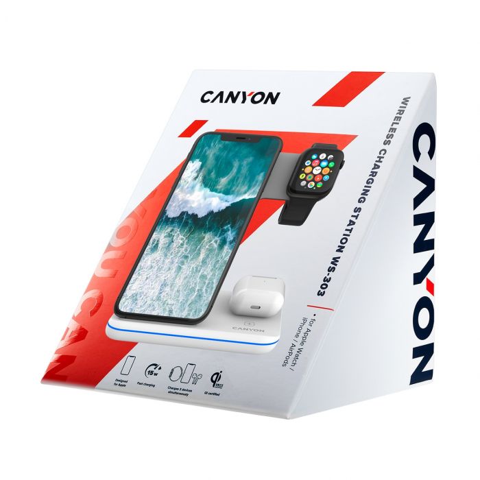 Бездротовий зарядний пристрій Canyon CNS-WCS303W White