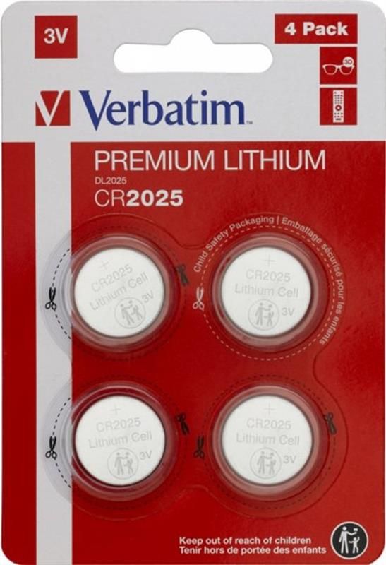 Батарейка Verbatim Premium CR2025 BL 4шт