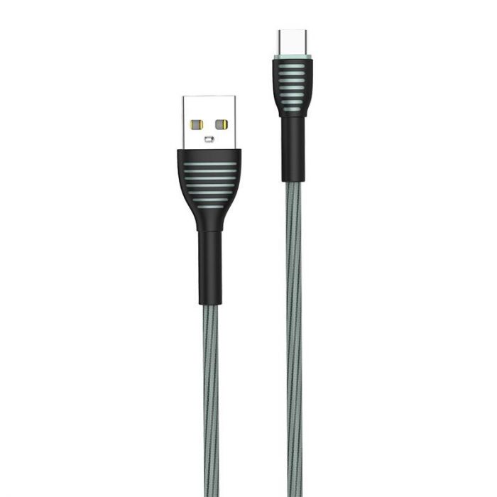 Кабель ColorWay USB-USB-C, braided cloth, 3А, 1м, Gray (CW-CBUC041-GR)