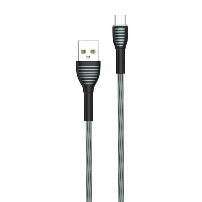 Кабель ColorWay USB-MicroUSB, braided cloth, 3А, 1м, Gray (CW-CBUM041-GR)