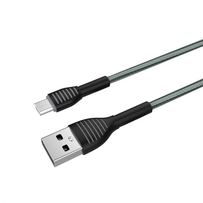 Кабель ColorWay USB-MicroUSB, braided cloth, 3А, 1м, Gray (CW-CBUM041-GR)