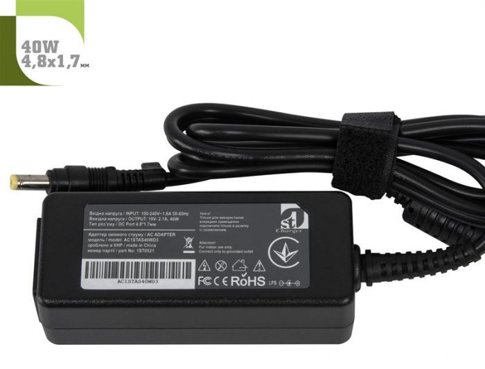 Блок живлення 1StCharger для ноутбука Asus 19V 40W 2.1A 4.8х1.7мм + каб.живл. (AC1STAS40WD3)