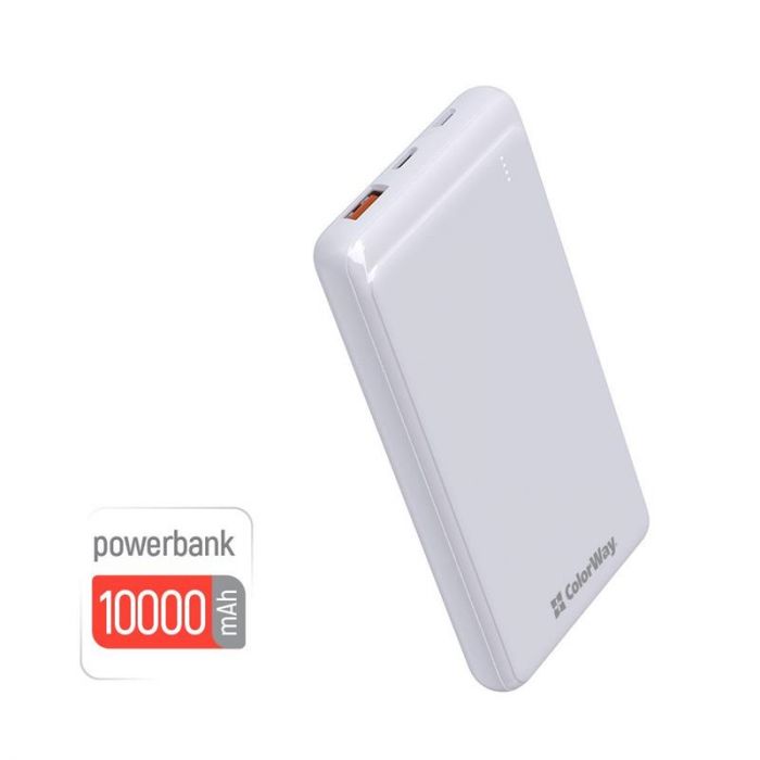 Універсальна мобільна батарея ColorWay Slim PD 10000mAh White (CW-PB100LPG3WT-PD)