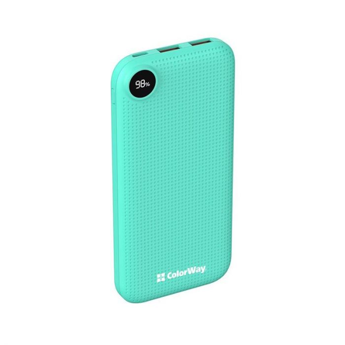 Універсальна мобільна батарея ColorWay Slim, LCD 10000mAh Green (CW-PB100LPH2GR-D)