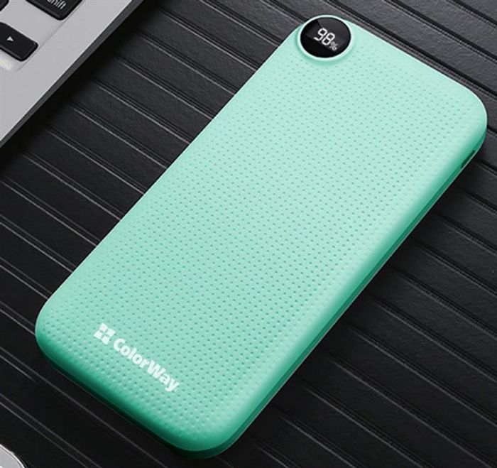 Універсальна мобільна батарея ColorWay Slim, LCD 10000mAh Green (CW-PB100LPH2GR-D)