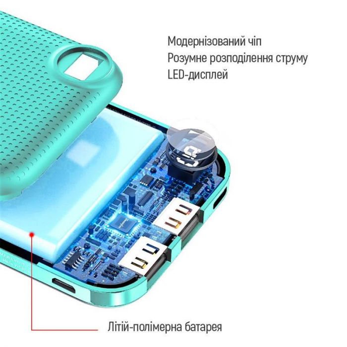 Універсальна мобільна батарея ColorWay Slim, LCD 10000mAh Green (CW-PB100LPH2GR-D)