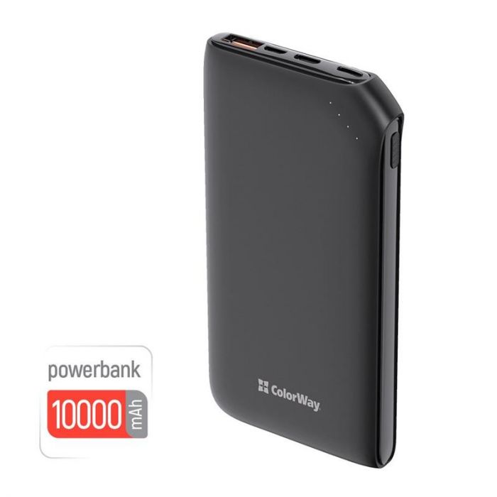 Універсальна мобільна батарея ColorWay Soft Touch 10000mAh Black (CW-PB100LPE3BK-PD)