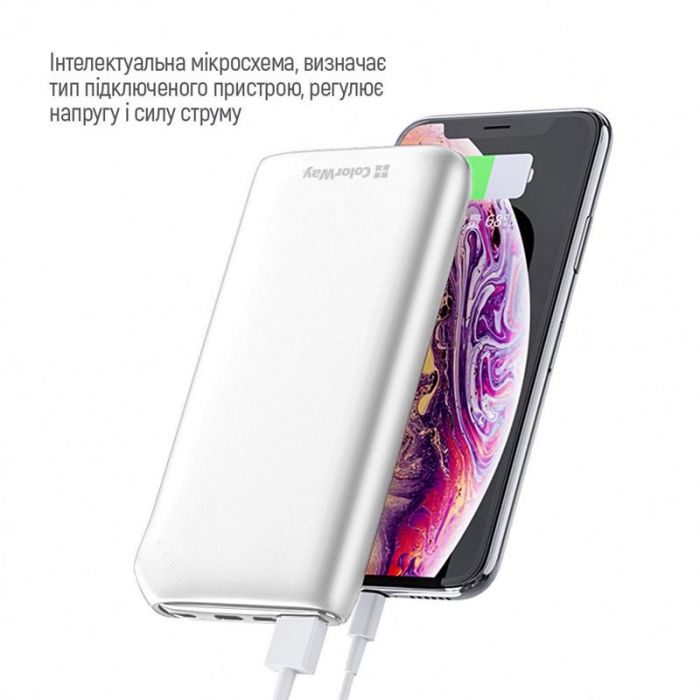 Універсальна мобільна батарея ColorWay Soft Touch 10000mAh White (CW-PB100LPE3WT-PD)