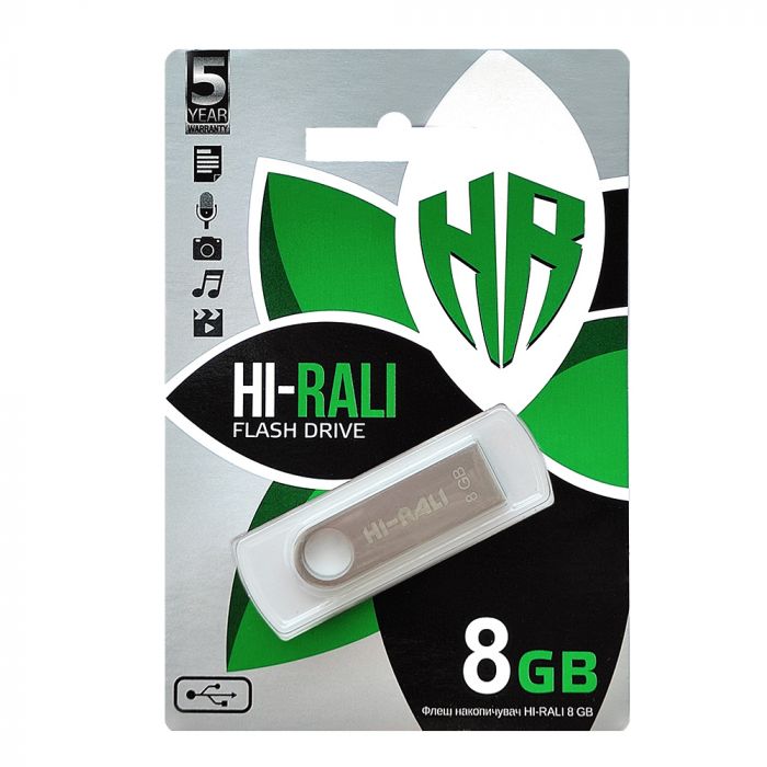 Флеш-накопичувач USB 8GB Hi-Rali Shuttle Series Silver (HI-8GBSHSL)