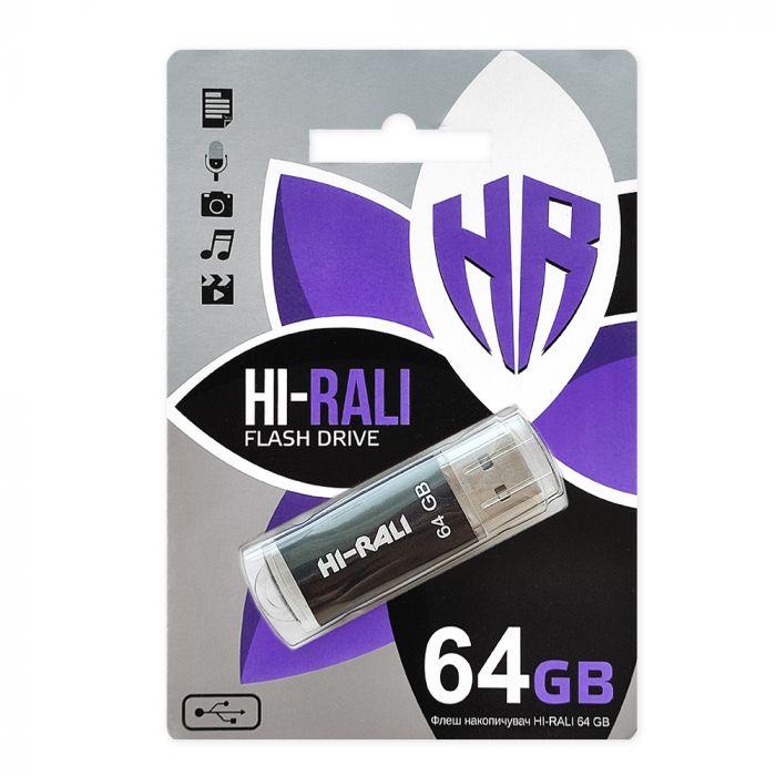 Флеш-накопичувач USB 64GB Hi-Rali Rocket Series Black (HI-64GBVCBK)