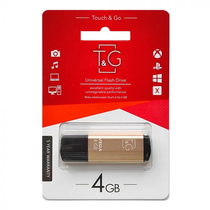 Флеш-накопичувач USB 4GB T&G 121 Vega Series Gold (TG121-4GBGD)