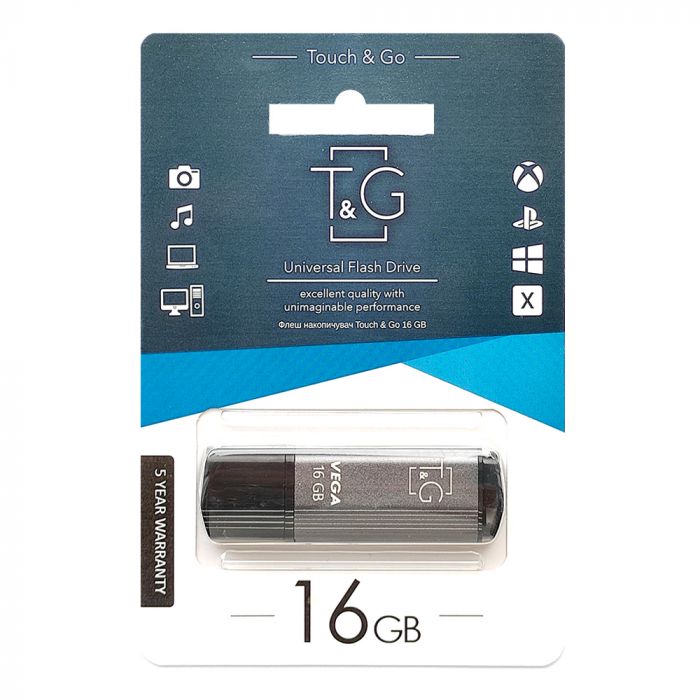 Флеш-накопичувач USB 16GB T&G 121 Vega Series Grey (TG121-16GBGY)
