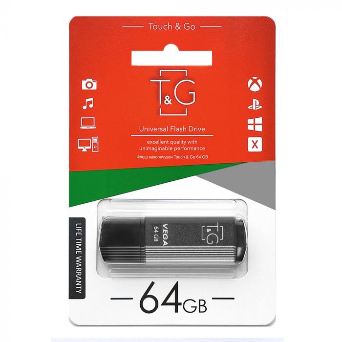 Флеш-накопичувач USB 64GB T&G 121 Vega Series Grey (TG121-64GBGY)