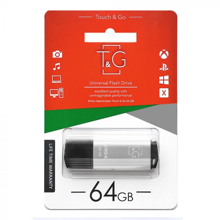Флеш-накопичувач USB 64GB T&G 121 Vega Series Silver (TG121-64GBSL)