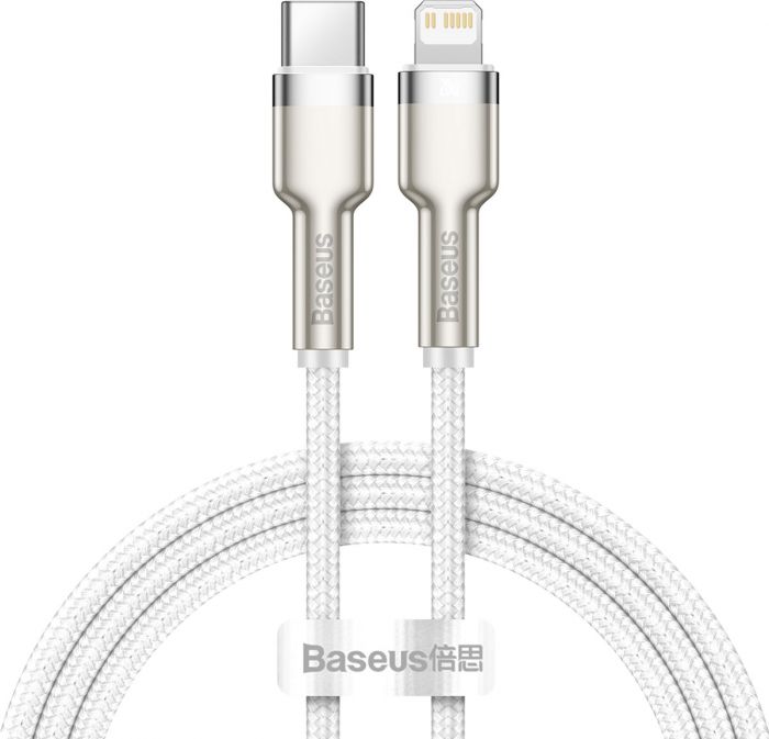 Кабель Baseus Cafule Metal USB-C-Lightning, 1м White (CATLJK-A02)