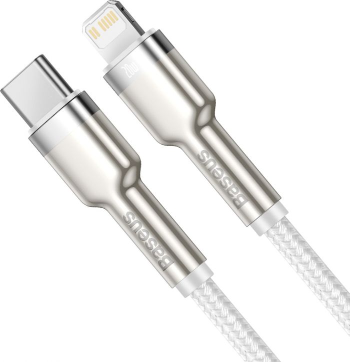 Кабель Baseus Cafule Metal USB-C-Lightning, 1м White (CATLJK-A02)