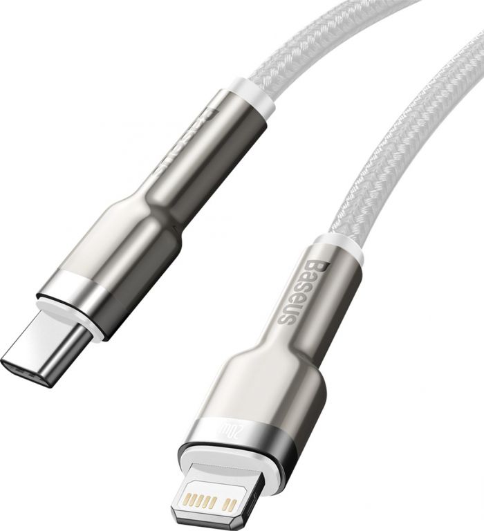 Кабель Baseus Cafule Metal USB-C-Lightning, 1м White (CATLJK-A02)