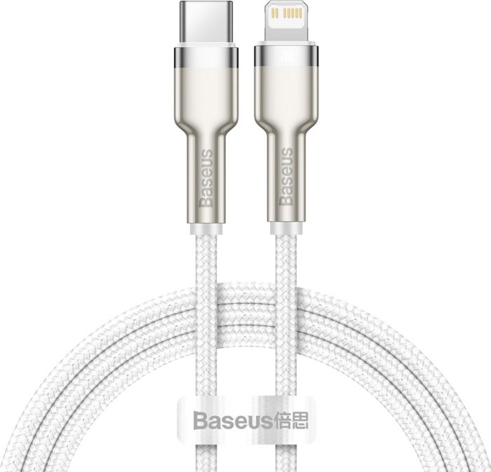 Кабель Baseus Cafule Metal USB-C-Lightning, 2м White (CATLJK-B02)