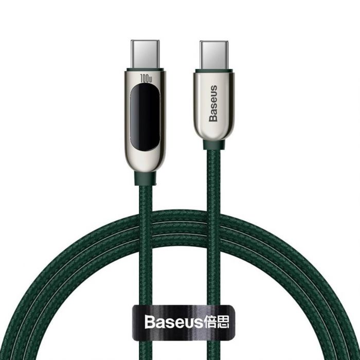 Кабель Baseus Display Fast Charging USB-C-USB-C, 100W, 1м Dark Green (CATSK-B06)
