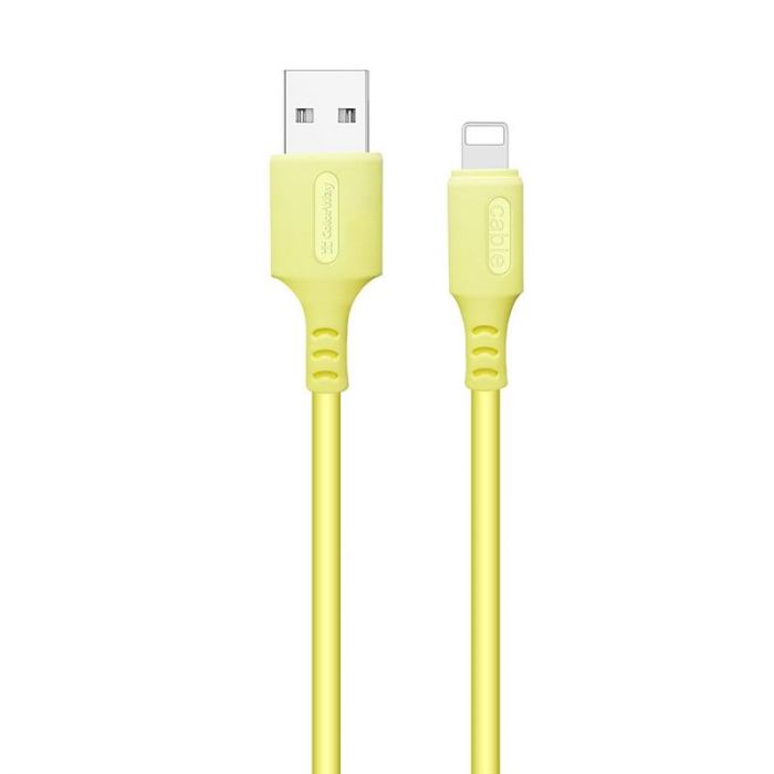 Кабель ColorWay USB-Lightning, soft silicone, 2.4А, 1м, Yellow (CW-CBUL043-Y)