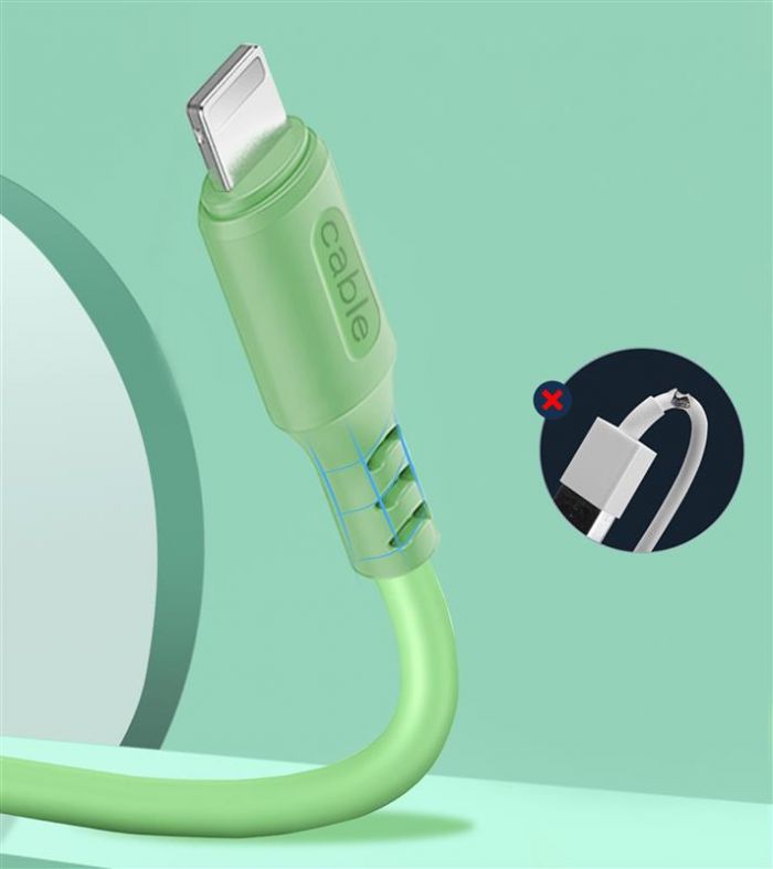 Кабель ColorWay USB-Lightning, soft silicone, 2.4А, 1м, Green (CW-CBUL042-GR)