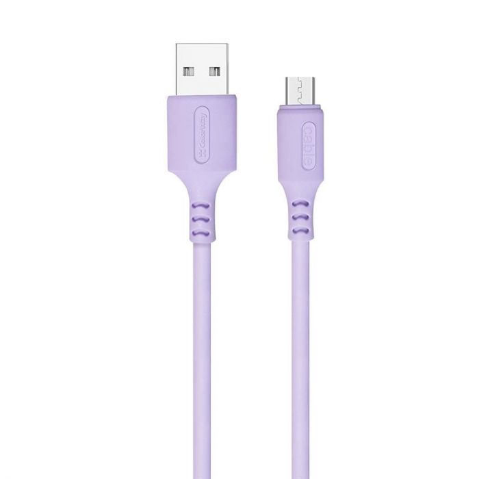 Кабель ColorWay USB-microUSB, soft silicone, 2.4А, 1м, Purple (CW-CBUM044-PU)