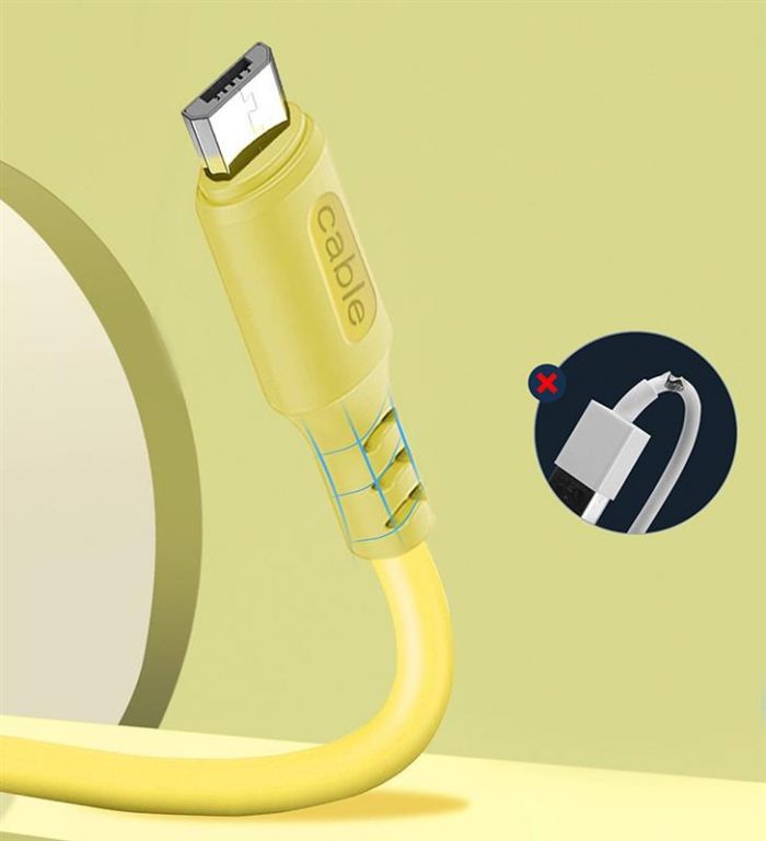 Кабель ColorWay USB-microUSB, soft silicone, 2.4А, 1м, Yellow (CW-CBUM043-Y)