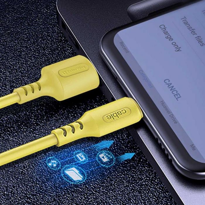 Кабель ColorWay USB - micro USB (M/M), soft silicone, 2.4 А, 1 м, Yellow (CW-CBUM043-Y)