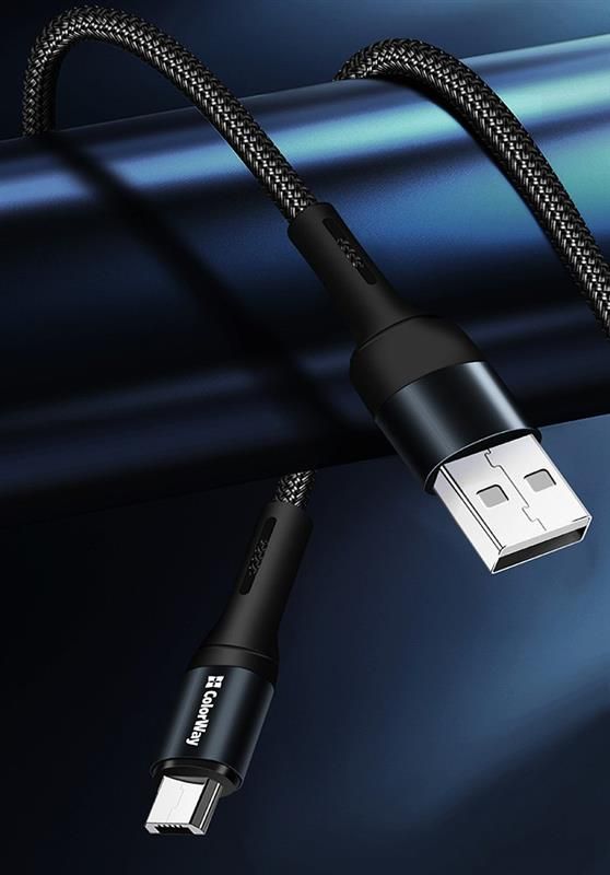 Кабель ColorWay USB - micro USB (M/M), Nylon, 2.4 А, 1 м, Black (CW-CBUM045-BK)