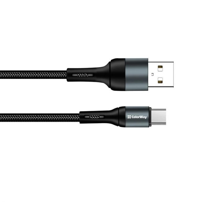 Кабель ColorWay USB - USB Type-C (M/M), nylon, 2.4 А, 1 м, Black (CW-CBUC045-BK)