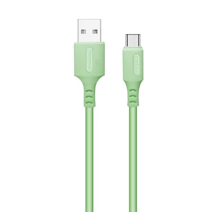 Кабель ColorWay USB - USB Type-C (M/M), soft silicone, 2.4 А, 1 м, Green (CW-CBUC042-GR)