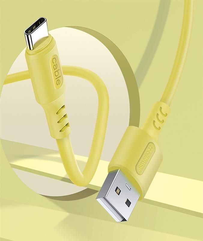 Кабель ColorWay USB-USB Type-C, soft silicone, 2.4А, 1м, Yellow (CW-CBUC043-Y)